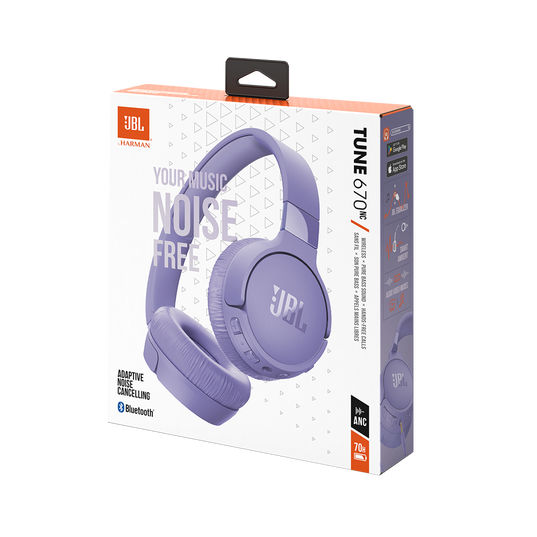 JBL Tune 670NC - Purple - Adaptive Noise Cancelling Wireless On-Ear Headphones - Detailshot 10